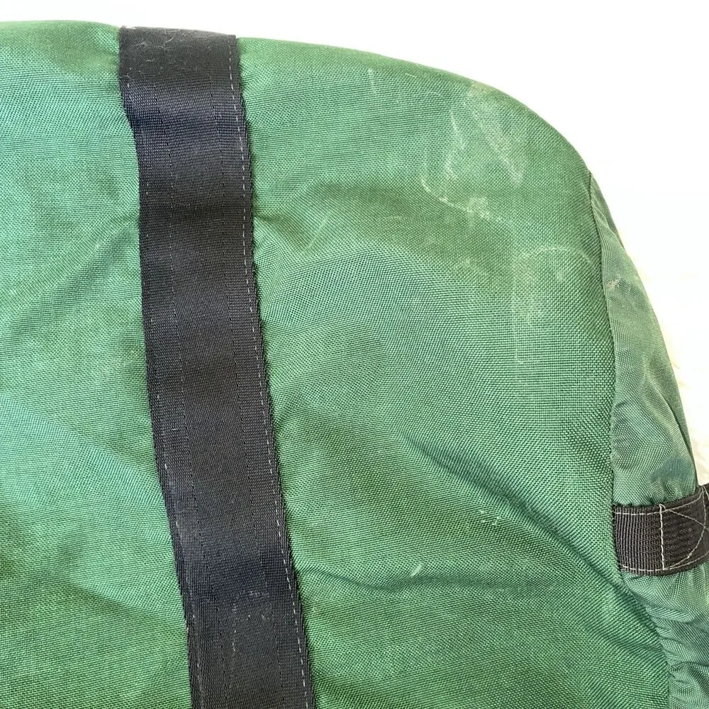 Vintage LL Bean Canvas Duffle Bag Green Black Freeport Maine 30” X 10” X 12”